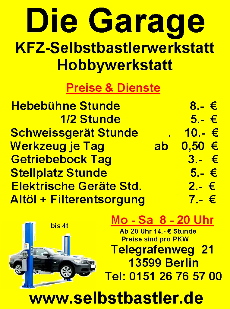 KFZ - Die Garage - Dienste + Preise